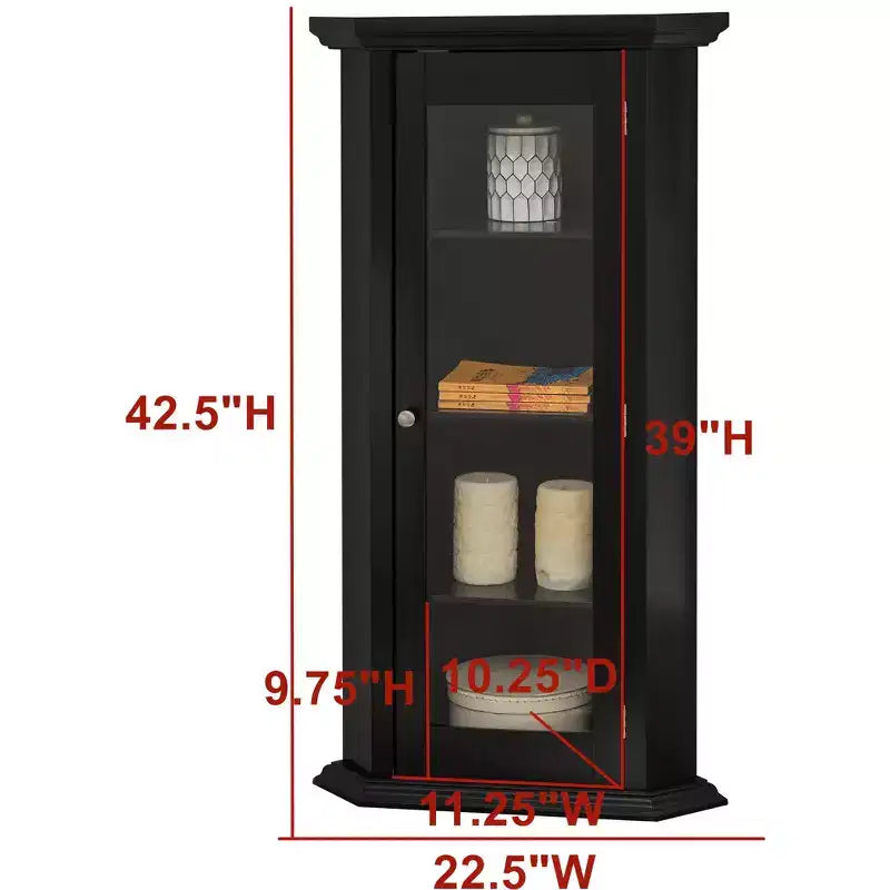 Mobile ad angolo Kings Brand Furniture Cambridge Curio con anta in vetro