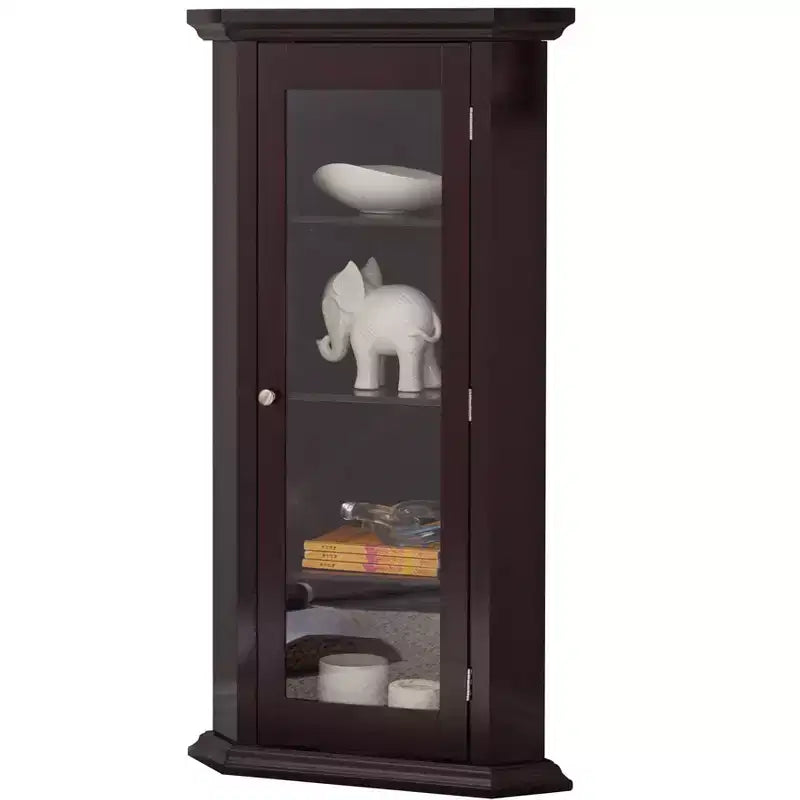 Mobile ad angolo Kings Brand Furniture Cambridge Curio con anta in vetro