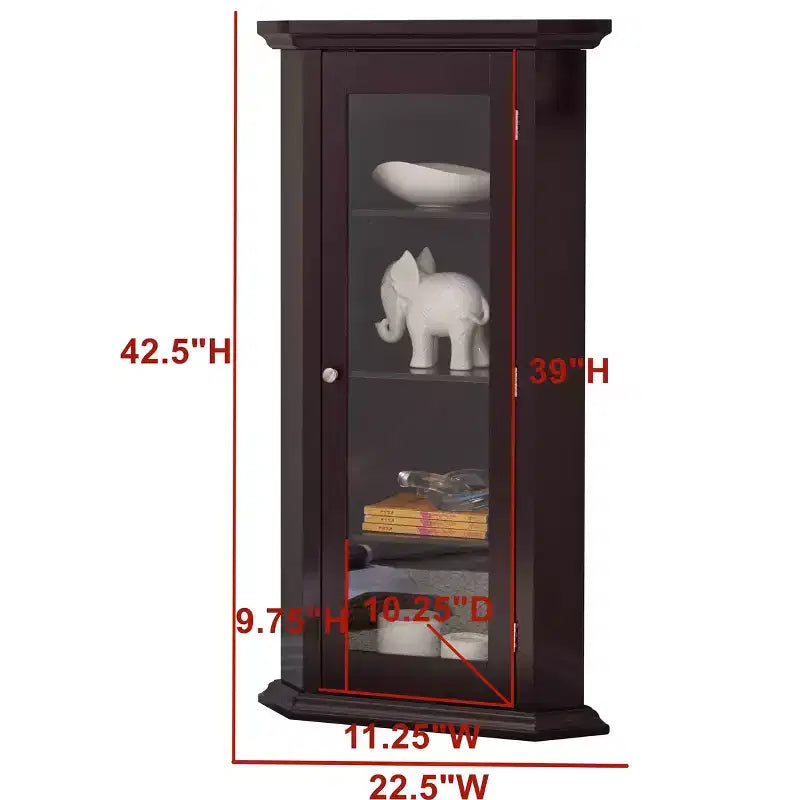Mobile ad angolo Kings Brand Furniture Cambridge Curio con anta in vetro