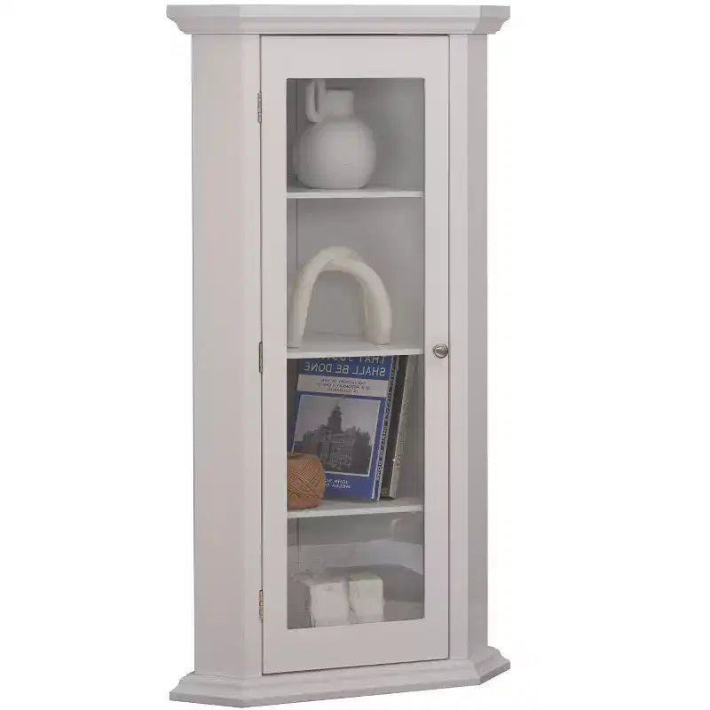 Mobile ad angolo Kings Brand Furniture Cambridge Curio con anta in vetro