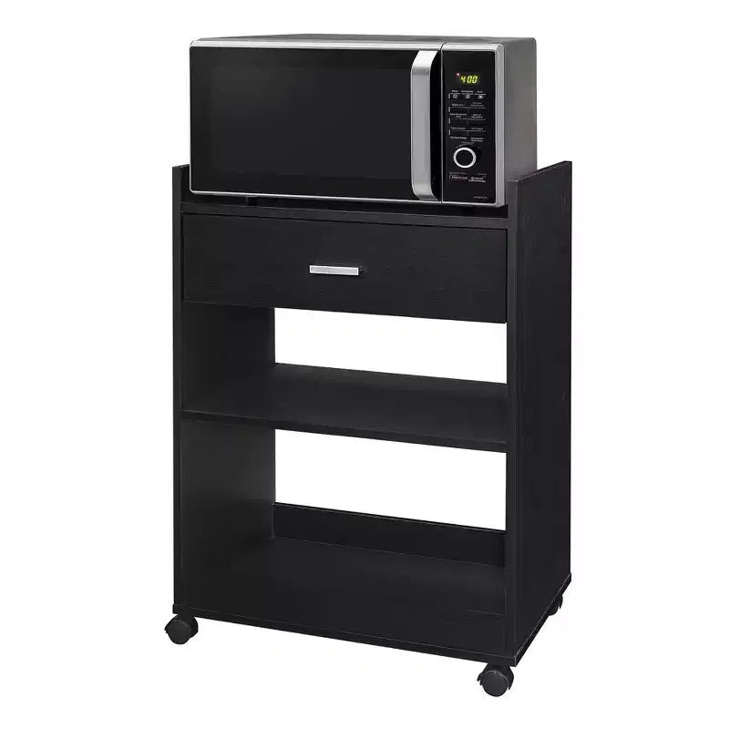 Kings Brand Furniture Dellow Carrello da Cucina in Legno con Microonde, Mobiletto e Cassetto