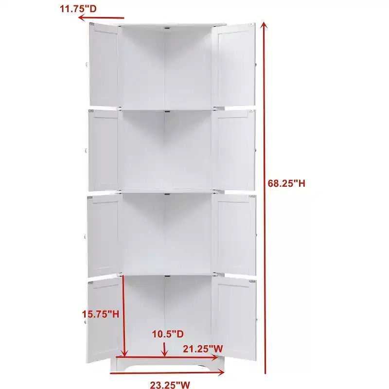 Kings Brand Furniture - Armadio Dispensa da Cucina Lyons a 4 Ripiani 68 con 8 Ante