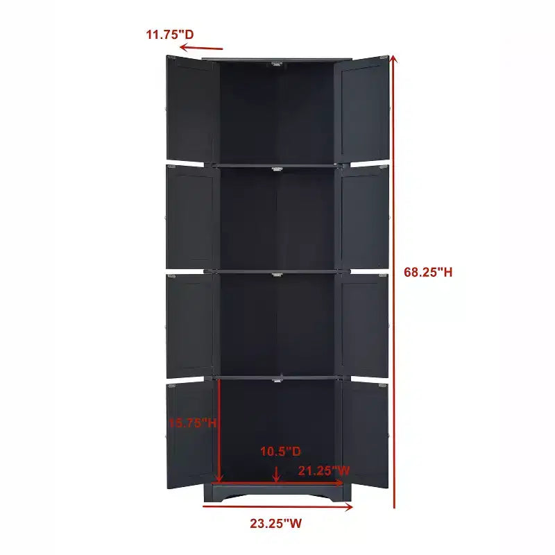 Kings Brand Furniture - Armadio Dispensa da Cucina Lyons a 4 Ripiani 68 con 8 Ante