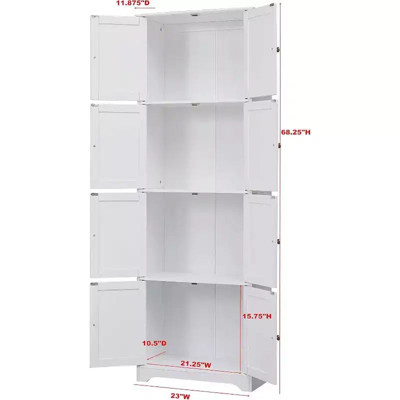 Kings Brand Furniture - Armadio Dispensa da Cucina Lyons a 4 Ripiani 68 con 8 Ante
