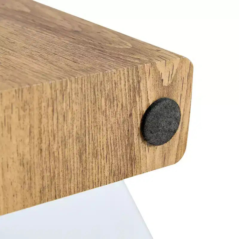 Tavolino da caffè MAYEERTY Bianco con piano in finto marmo e base triangolare in legno, 31 pollici