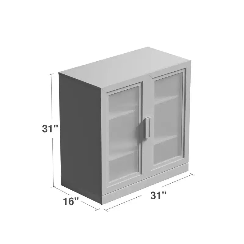 PexFix Mobile Accentato in Legno 31x31x16 con Ripiano Regolabile, Armadietto Contenitore Nero-Porta in Vetro