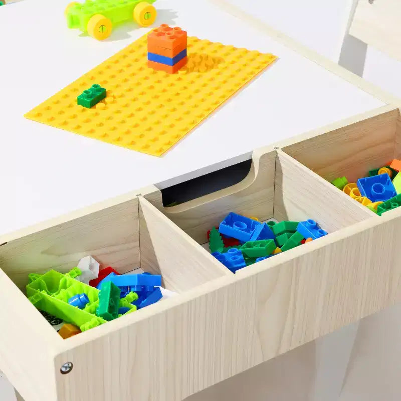 LuxenHome Tavolo da Disegno e Attività per Bambini con 2 Sedie Set Marrone
