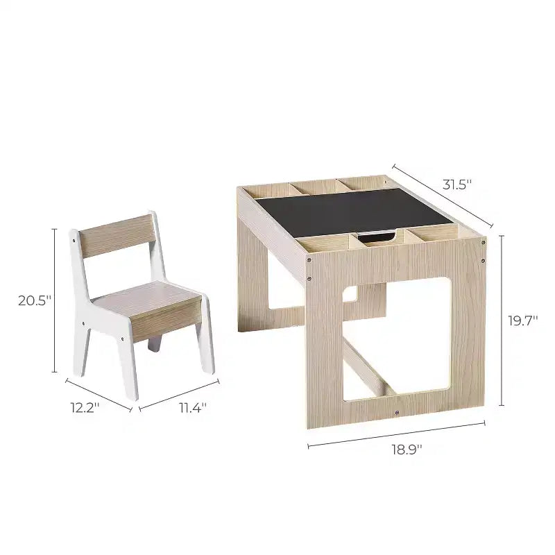 LuxenHome Tavolo da Disegno e Attività per Bambini con 2 Sedie Set Marrone