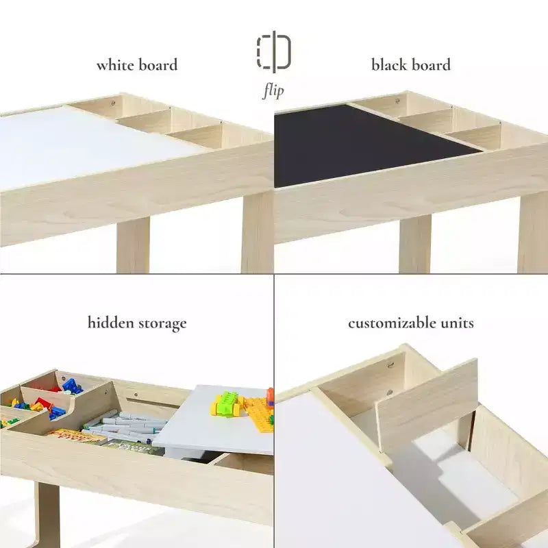 LuxenHome Tavolo da Disegno e Attività per Bambini con 2 Sedie Set Marrone