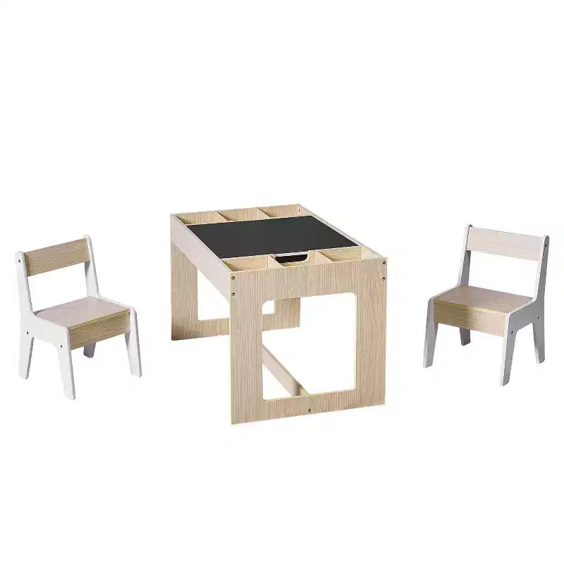 LuxenHome Tavolo da Disegno e Attività per Bambini con 2 Sedie Set Marrone
