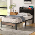 Lusimo Bed Frame Twin XL Upholstered Platform Bed with Storage Headboard and Charging Station