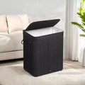 26.4-Gals Laundry Hamper Basket Bamboo Laundry Basket with Lid Removable Machine Washable Laundry Basket, with Handles Ink Black