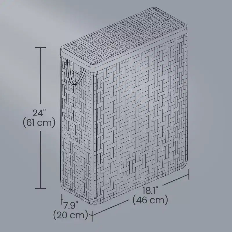 Cesta portabiancheria sottile da 14,5 galloni con coperchio, cesto portabiancheria pieghevole in rattan con coperchio e manici, fodera rimovibile