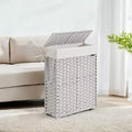 14.5 Gallon Slim Laundry Hamper with Lid Rattan Foldable Clothes Laundry Basket with Lid and Handles Removable Liner