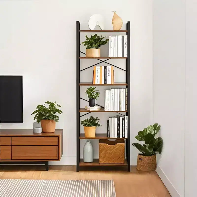6-Tier Tall Bookshelf, Large Bookcase with Steel Frame, Deep Book Shelf for Living Room, Home Office, Study, 11.8 x 26 x 73.2 Inches