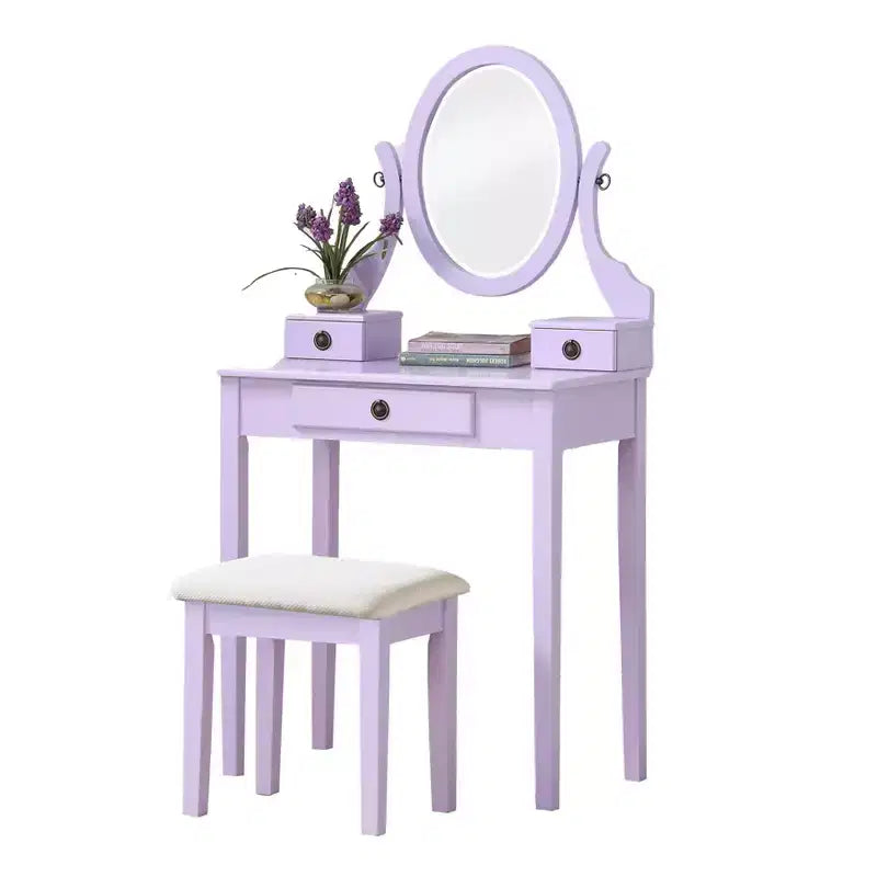 Moniys Wood Moniya Trucco Toeletta e Sgabello, Blu