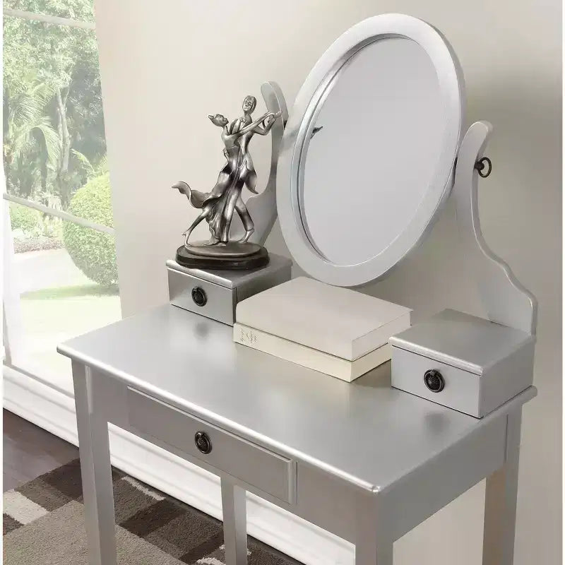 Moniys Wood Moniya Trucco Toeletta e Sgabello, Blu