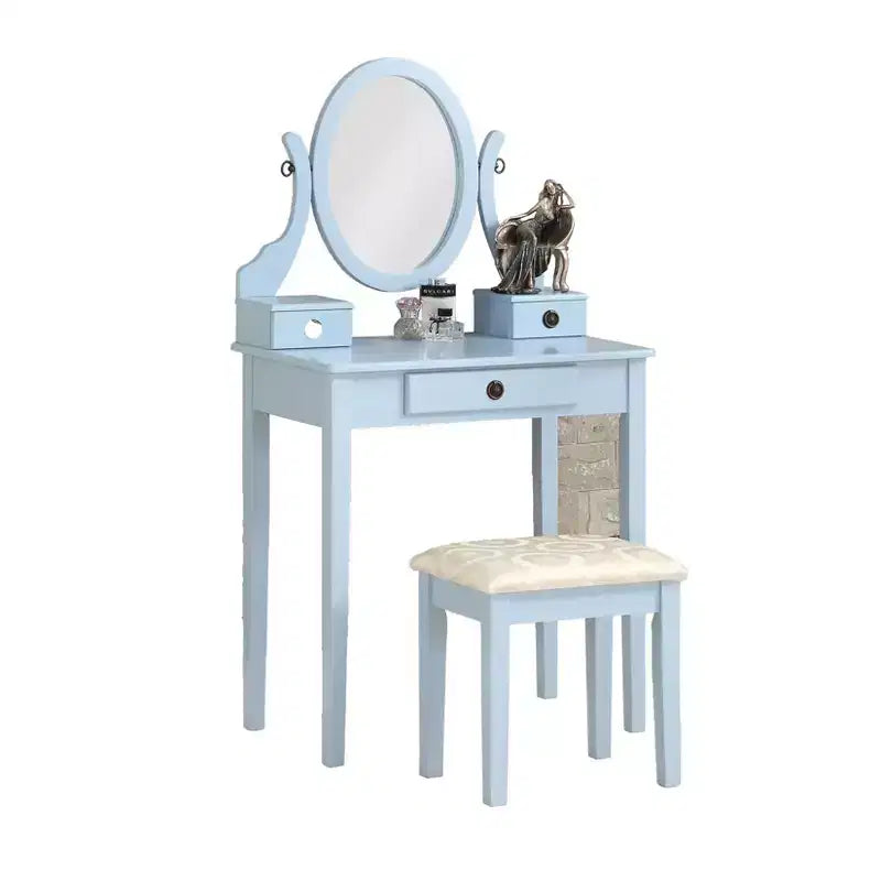 Moniys Wood Moniya Trucco Toeletta e Sgabello, Blu
