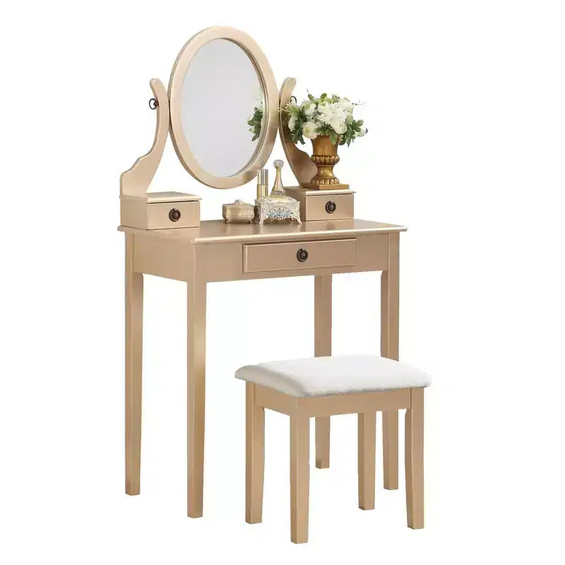 Moniys Wood Moniya Trucco Toeletta e Sgabello, Blu