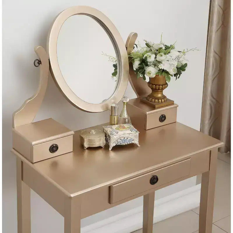 Moniys Wood Moniya Trucco Toeletta e Sgabello, Blu