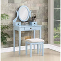 Moniys Wood Moniya Makeup Dressing Dressing Table and Chair Set, Blue