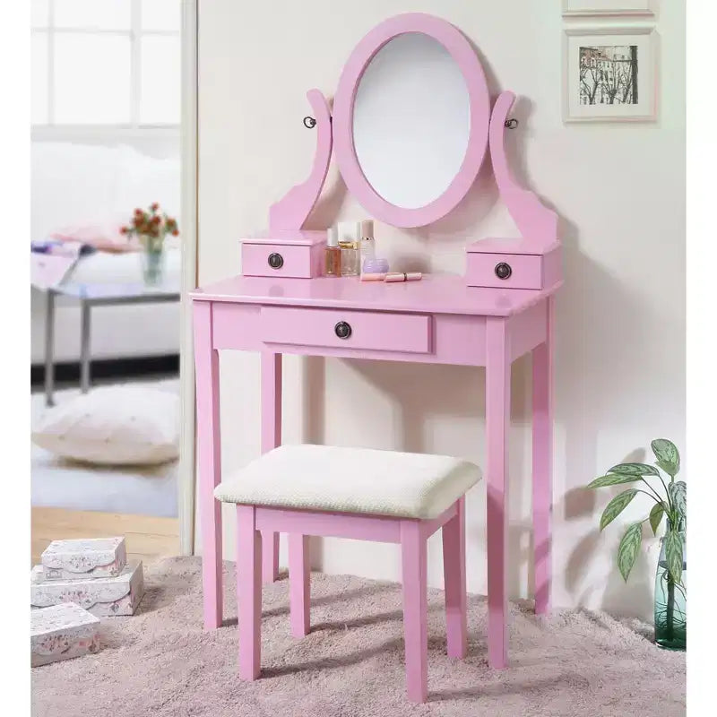 Moniys Wood Moniya Trucco Toeletta e Sgabello, Blu