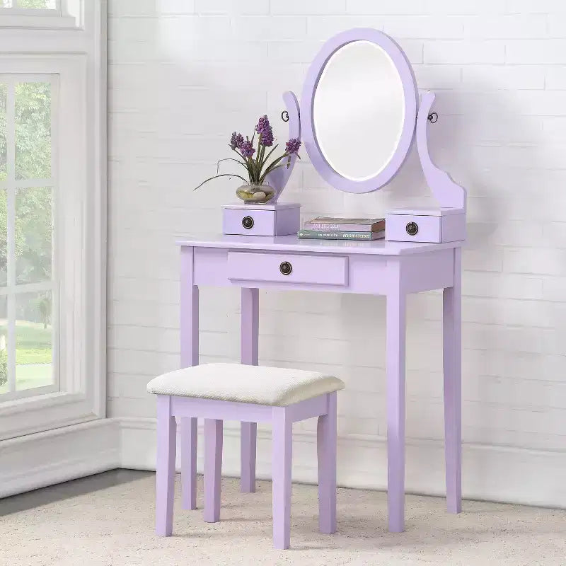 Moniys Wood Moniya Trucco Toeletta e Sgabello, Blu