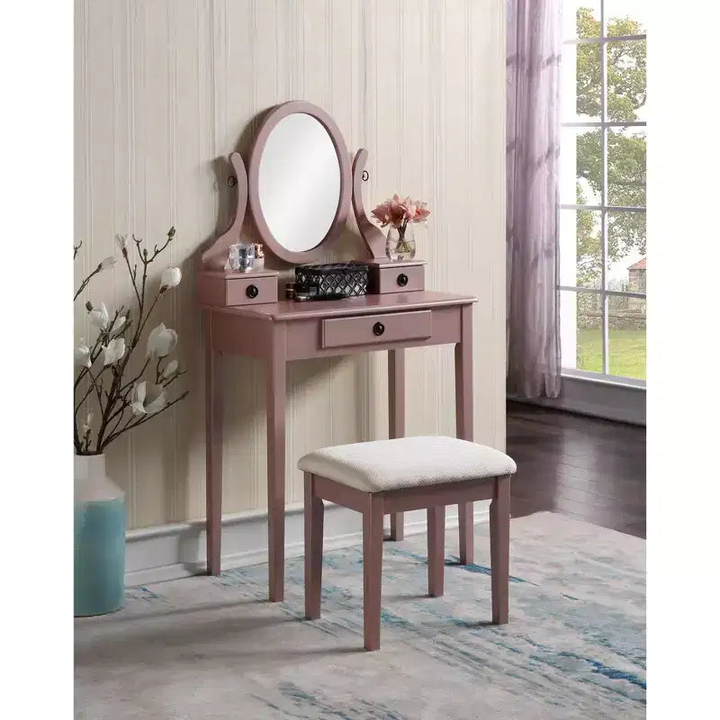Moniys Wood Moniya Trucco Toeletta e Sgabello, Blu