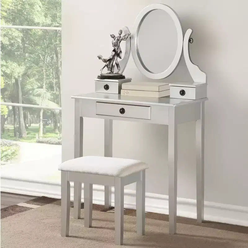Moniys Wood Moniya Trucco Toeletta e Sgabello, Blu