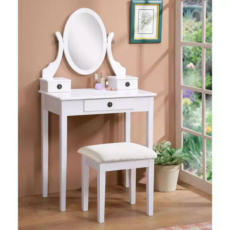 Moniys Wood Moniya Trucco Toeletta e Sgabello, Blu