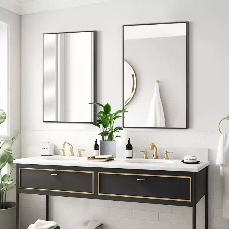 PexFix Set di 2 specchi da parete con cornice sottile in alluminio