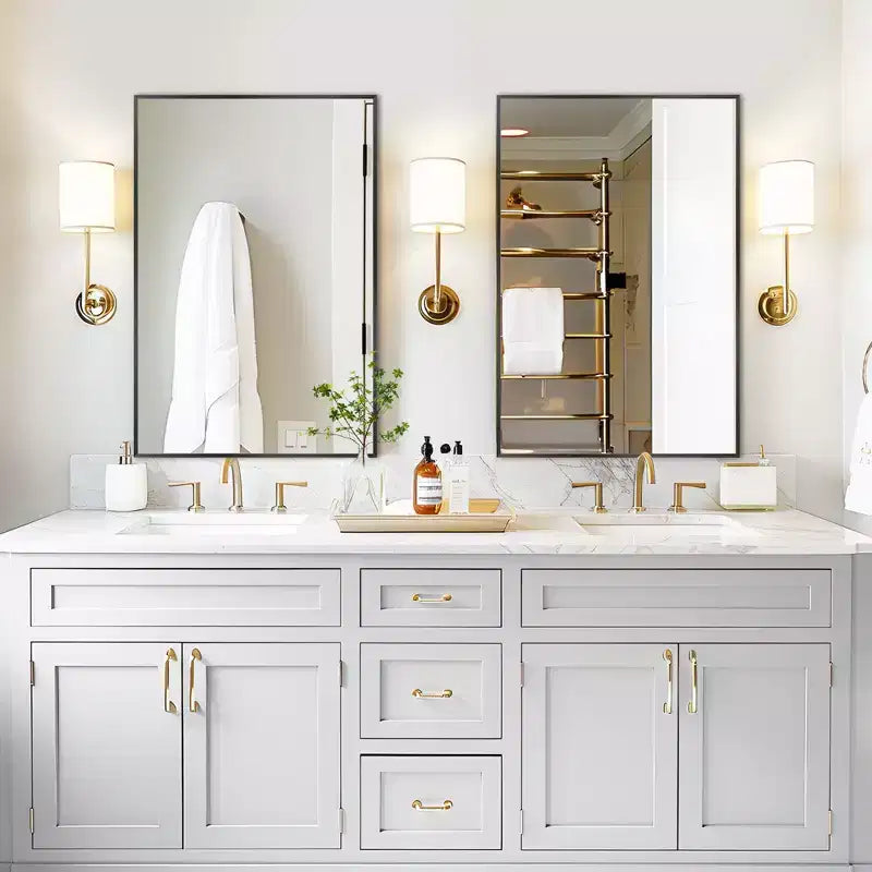 PexFix Set di 2 specchi da parete con cornice sottile in alluminio