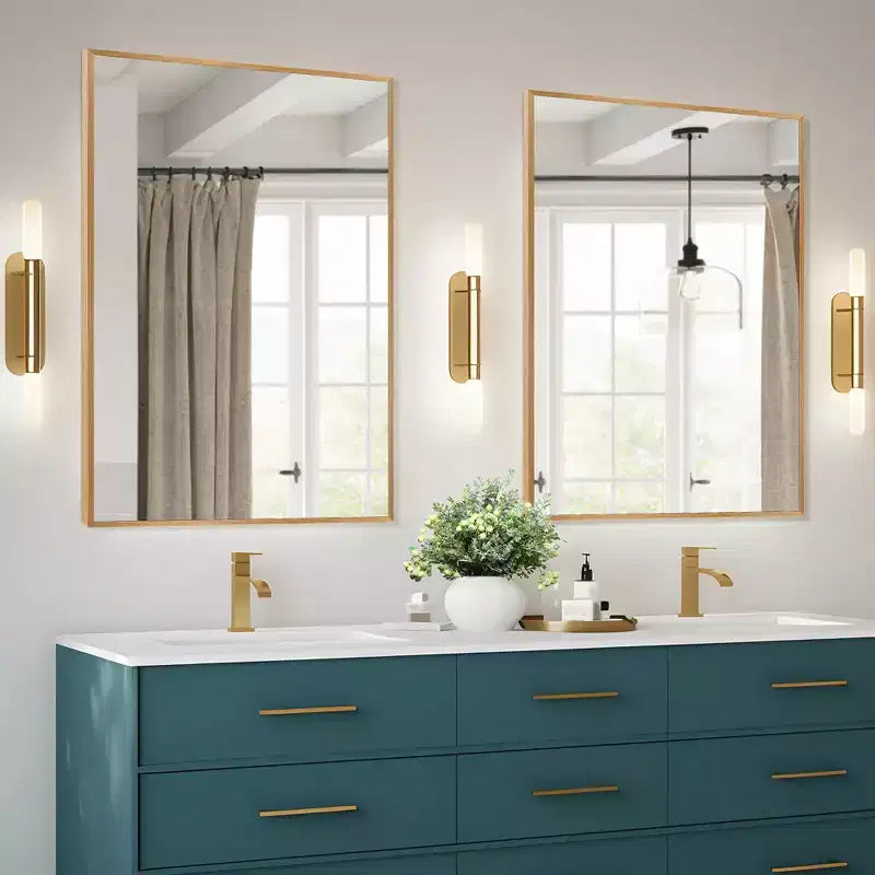 PexFix Set di 2 specchi da parete con cornice sottile in alluminio