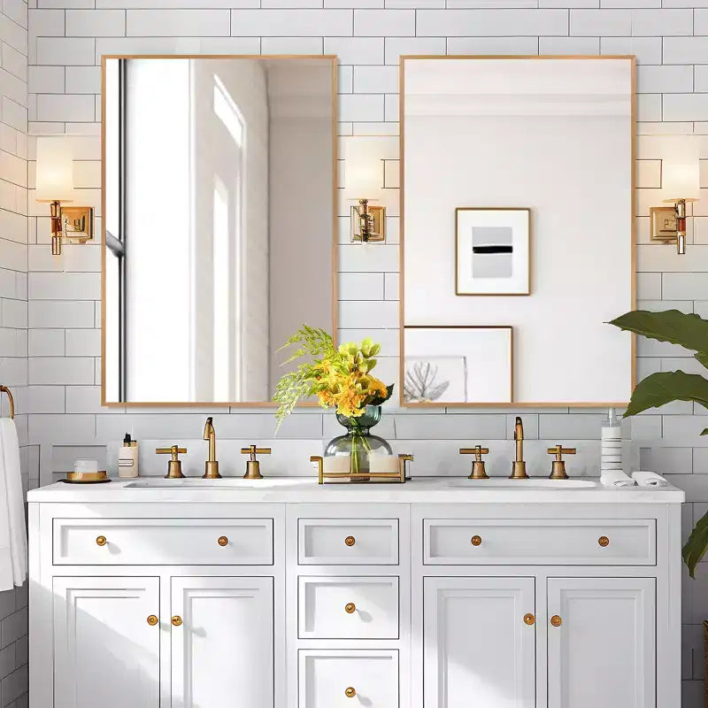 PexFix Set di 2 specchi da parete con cornice sottile in alluminio