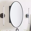 TEHOME Cedar Surface Mount Black Oval Bathroom Medicine Cabinet with Mirror Metal Framed Oval Bathroom Storage Cabinet 20x30''