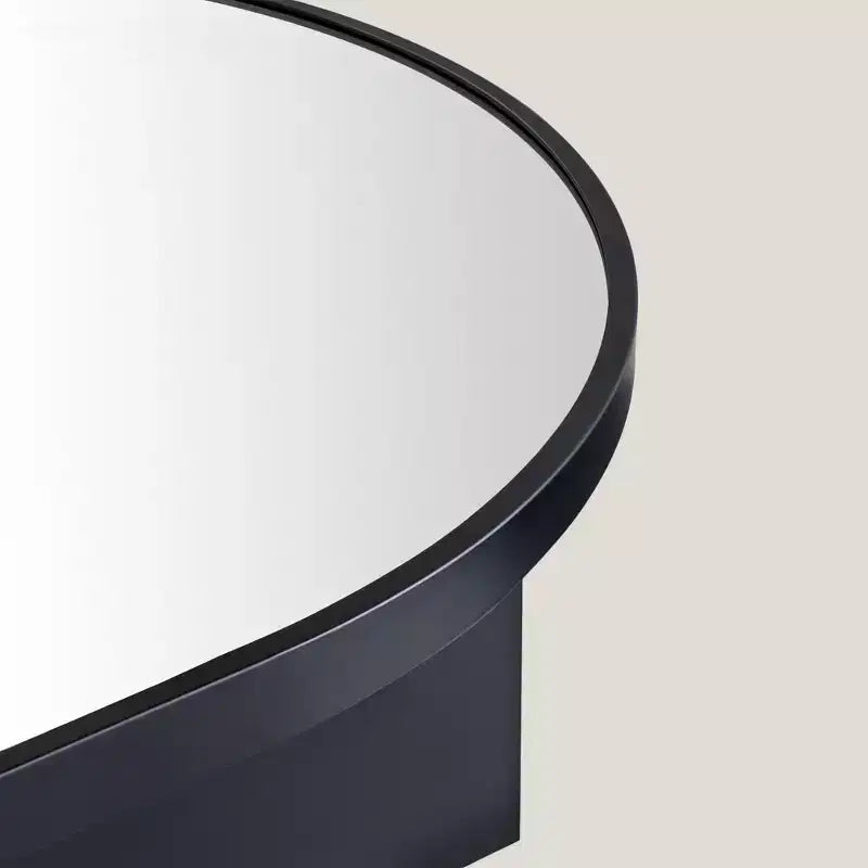 TEHOME Pensile con specchio da bagno ovale nero in cedro a montaggio superficiale, armadietto da bagno ovale con struttura in metallo 20x30''