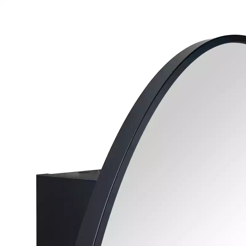 TEHOME Pensile con specchio da bagno ovale nero in cedro a montaggio superficiale, armadietto da bagno ovale con struttura in metallo 20x30''