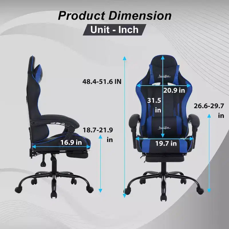 FDW Sedia Gaming Sedia da Scrivania Racing con Poggiapiedi Supporto Lombare Poggiatesta Braccioli Sedia Girevole Regolabile per PC Gamer