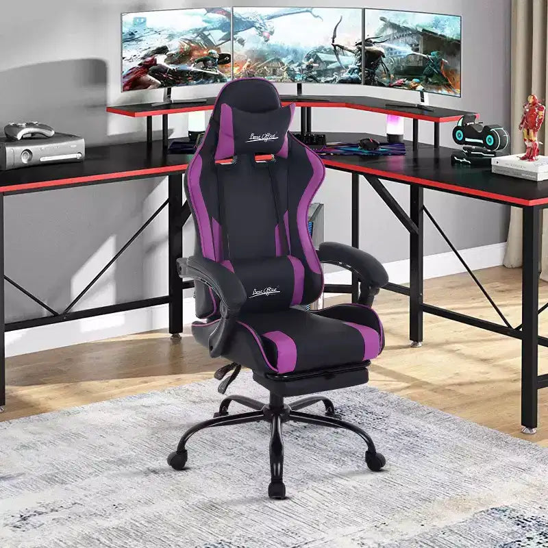 FDW Sedia Gaming Sedia da Scrivania Racing con Poggiapiedi Supporto Lombare Poggiatesta Braccioli Sedia Girevole Regolabile per PC Gamer