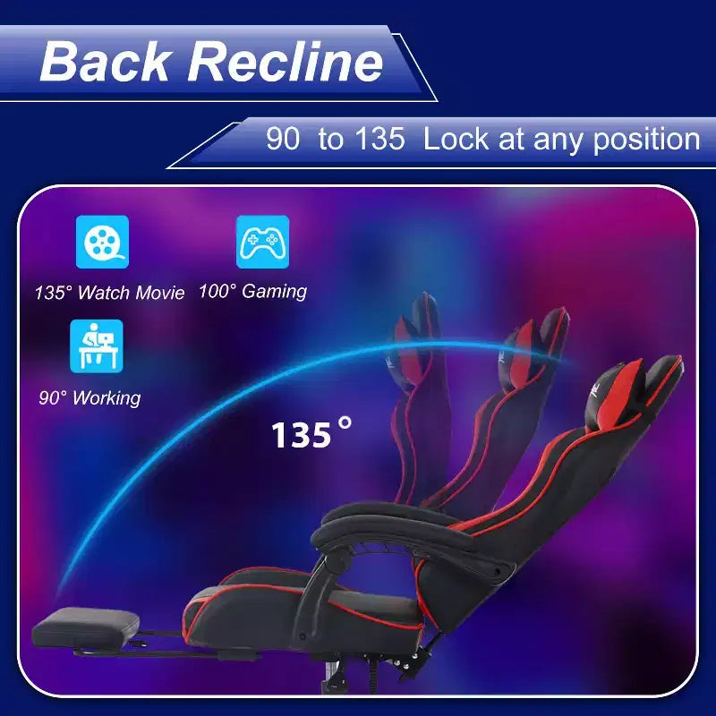 FDW Sedia Gaming Sedia da Scrivania Racing con Poggiapiedi Supporto Lombare Poggiatesta Braccioli Sedia Girevole Regolabile per PC Gamer