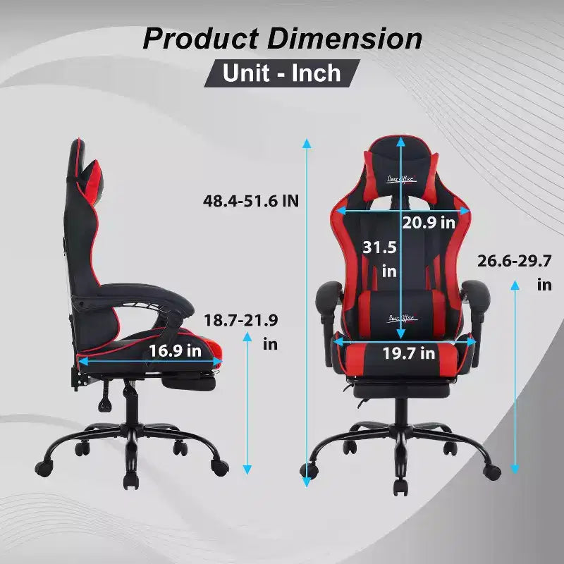 FDW Sedia Gaming Sedia da Scrivania Racing con Poggiapiedi Supporto Lombare Poggiatesta Braccioli Sedia Girevole Regolabile per PC Gamer
