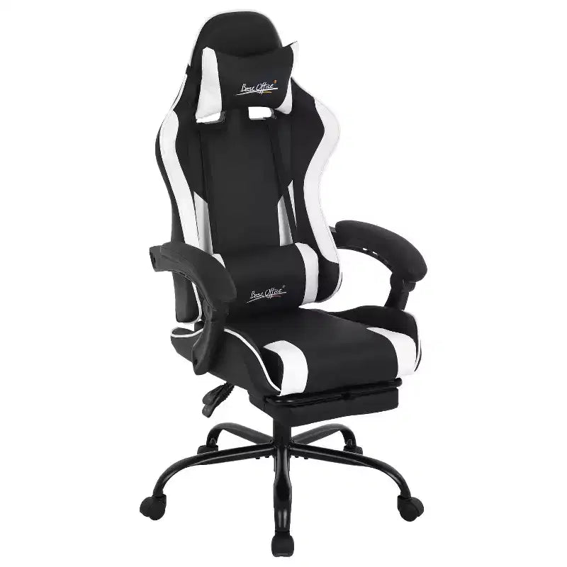 FDW Sedia Gaming Sedia da Scrivania Racing con Poggiapiedi Supporto Lombare Poggiatesta Braccioli Sedia Girevole Regolabile per PC Gamer