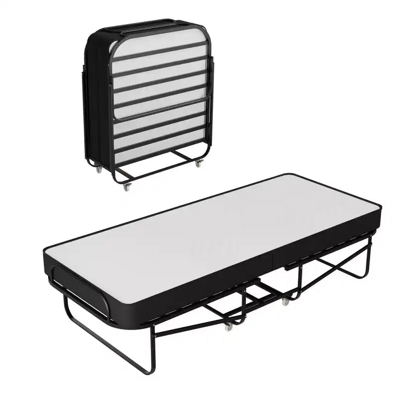Continental Sleep, 16-Inch Rollaway Folding Cot Bed with 5 Memory Foam Mattresses, Sturdy Metal Folding Frame, Great for Adults and Kids