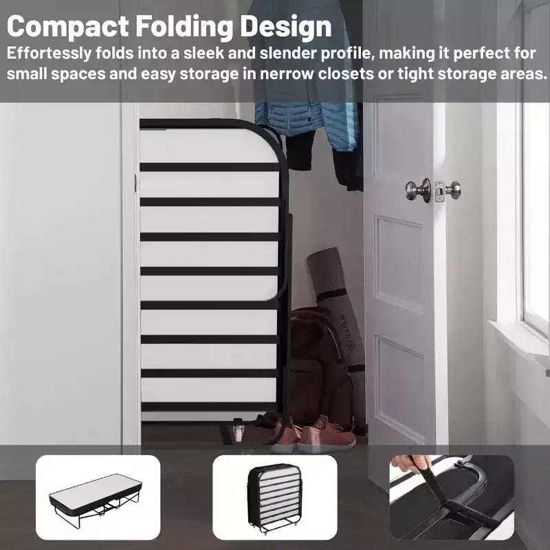 Continental Sleep, Letto Pieghevole a Scomparsa da 16 Pollici con 5 Materassi in Memory Foam, Robusto Telaio Pieghevole in Metallo, Ottimo per Adulti e Bambini