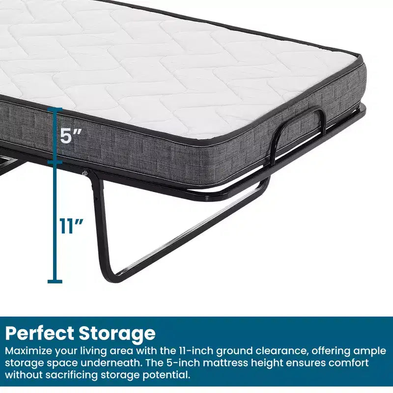 Continental Sleep, Letto Pieghevole a Scomparsa da 16 Pollici con 5 Materassi in Memory Foam, Robusto Telaio Pieghevole in Metallo, Ottimo per Adulti e Bambini