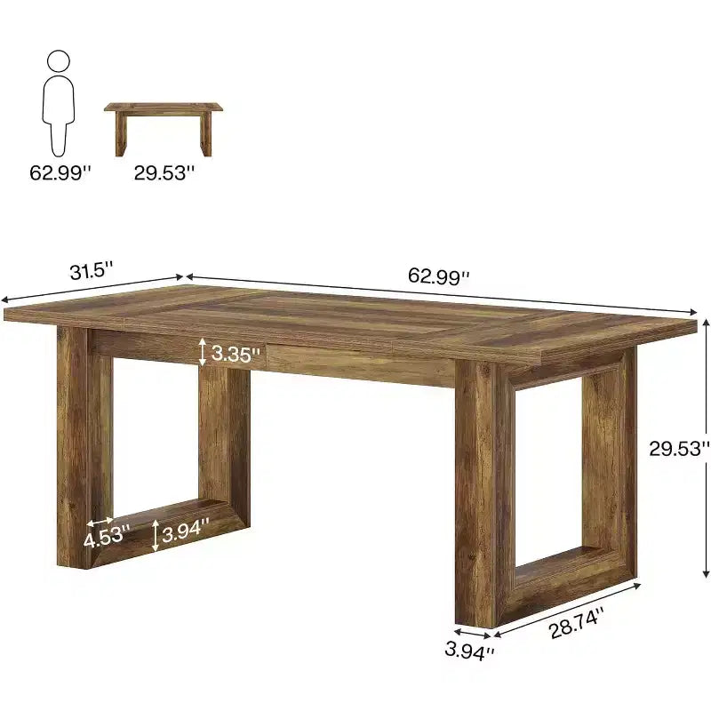 Lantine Scrivania Direzionale per Computer da 160 cm, Tavolo da Scrittura Industriale con Base in Legno Massello per Ufficio Casa