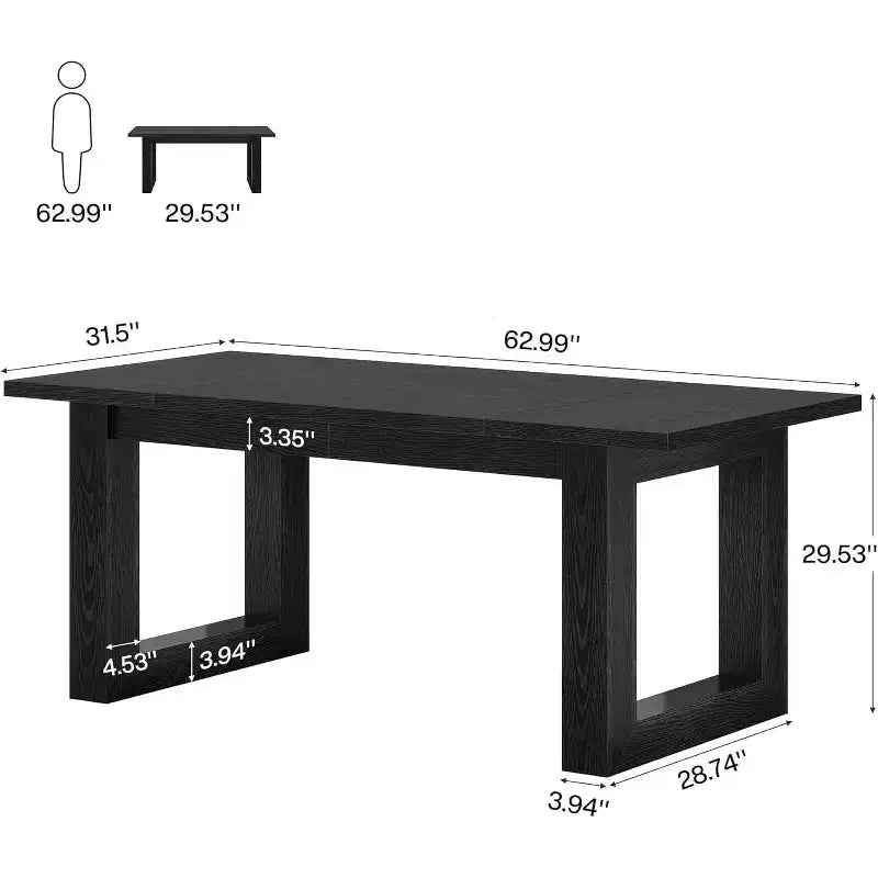 Lantine Scrivania Direzionale per Computer da 160 cm, Tavolo da Scrittura Industriale con Base in Legno Massello per Ufficio Casa