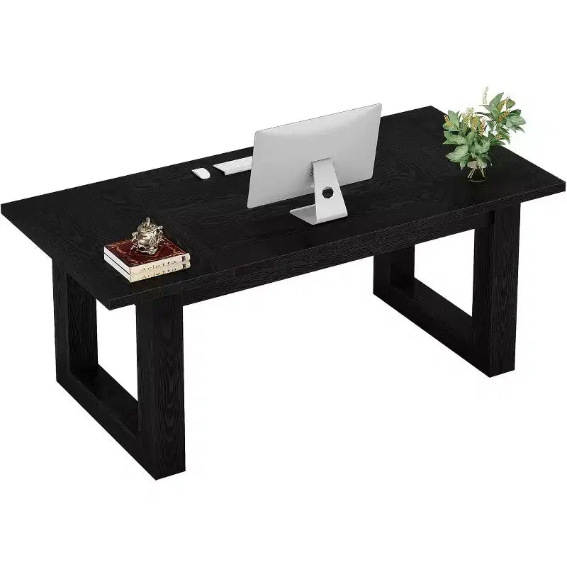 Lantine Scrivania Direzionale per Computer da 160 cm, Tavolo da Scrittura Industriale con Base in Legno Massello per Ufficio Casa