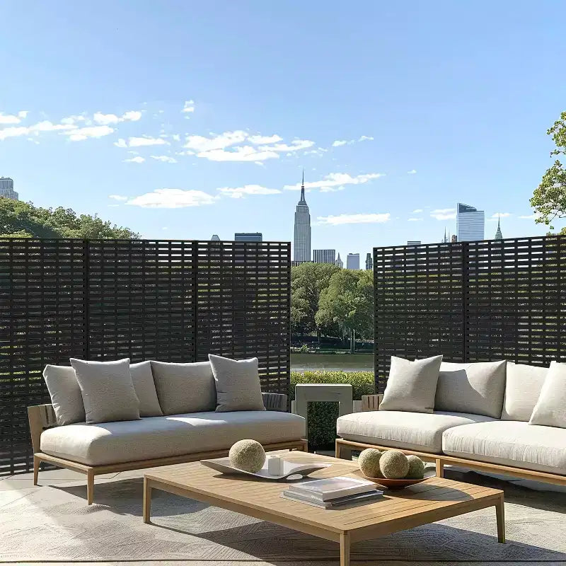 Abraham Grid Black Galvanized Steel Screen 183*120*40cm