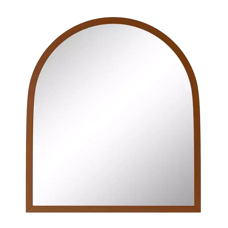 Specchio da Parete a Bordo Dritto in Legno Massello con Angolo Retto, Color Noce - 90x80x2 cm (Montaggio Bifacciale)